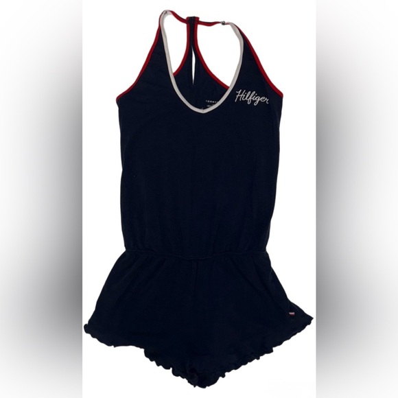 Tommy Hilfiger Navy Romper with Red and White Trim - Picture 1 of 2